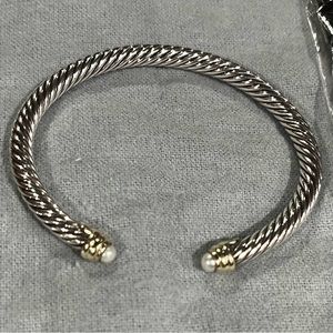 AUTHENTIC DAVID YURMAN CABLE CLASSICS BRACELET - PEARL 5MM/SMALL